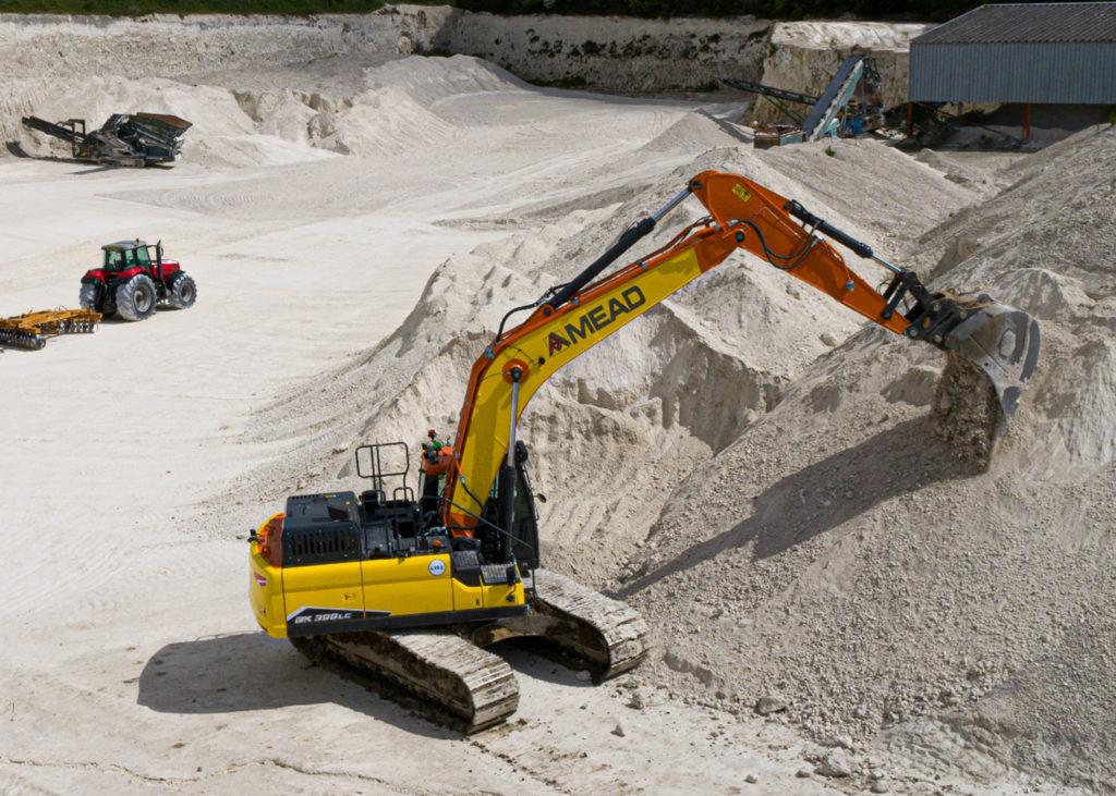 Doosan Excavator in chalk quarry at Mead Construction